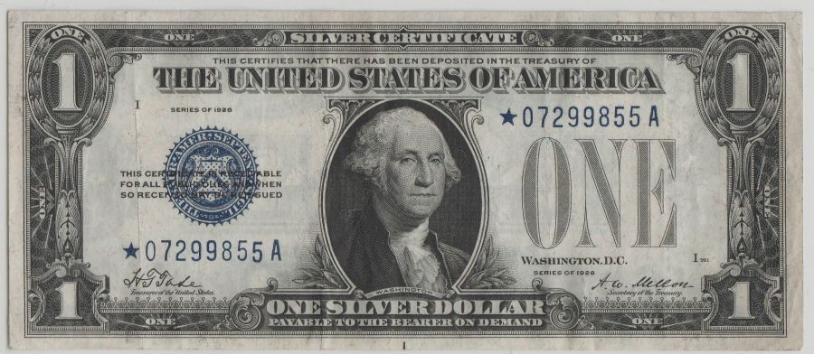 Fr.1600, 1928 $1 Silver Certificate Star Note, VF